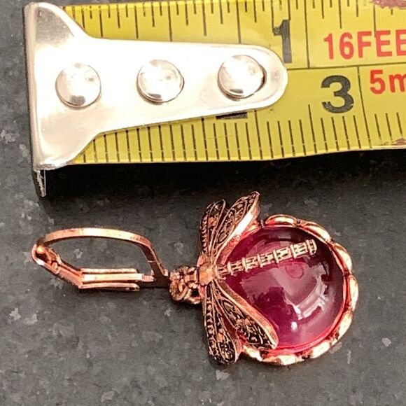 Men’s Pink Dragonfly Earrings. Vintage Style Iced Out, Unisex - Picture 7 of 10